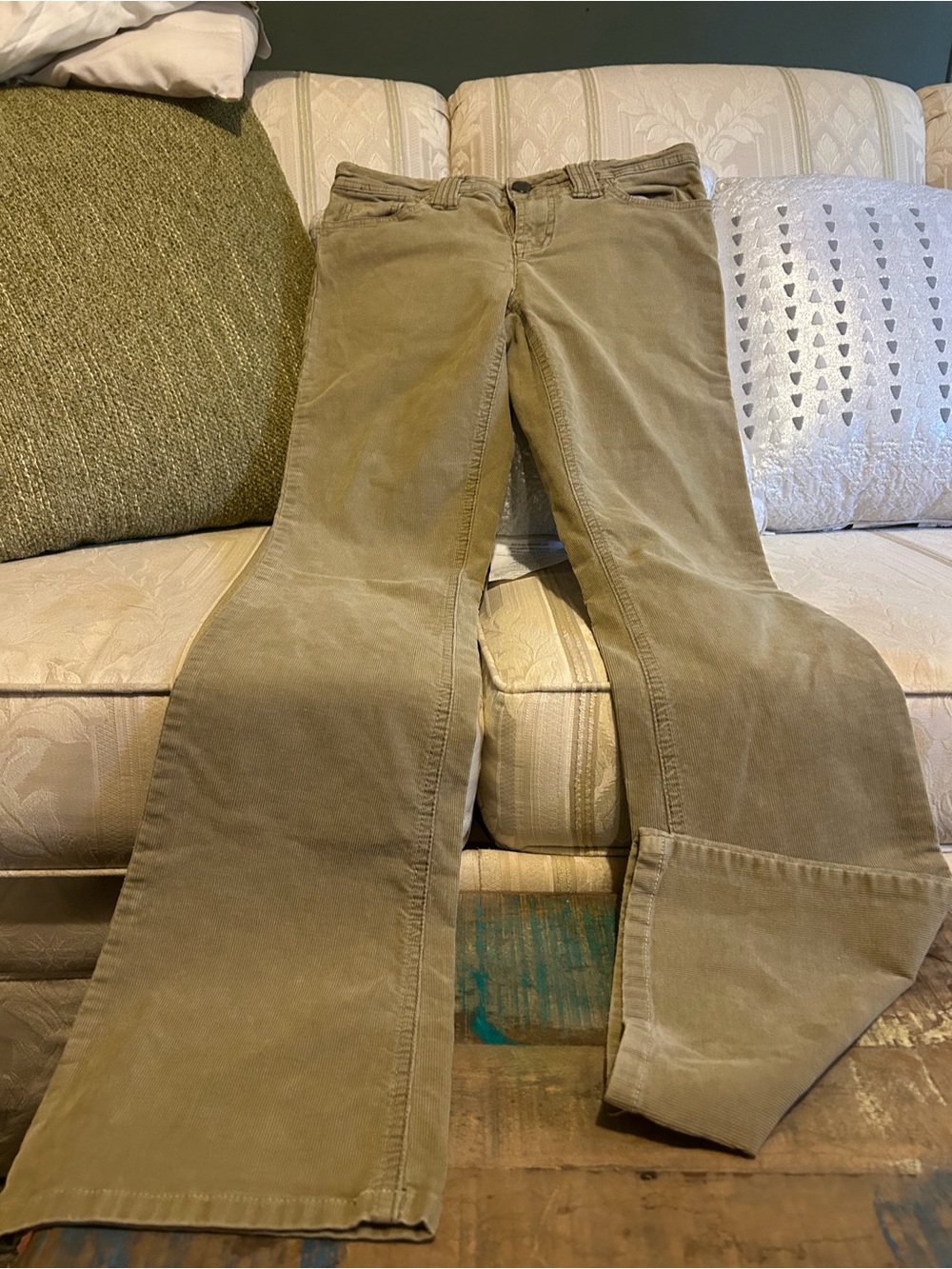 American Eagle Outfitters Olive Flare Corduroy Pants